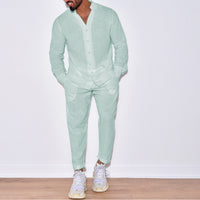 European And American Sports Suit Men's Long Linen Sleeves Fashion Work Clothes Trousers