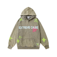 Star Letters Printed Long-sleeved Hooded Sweater For Men