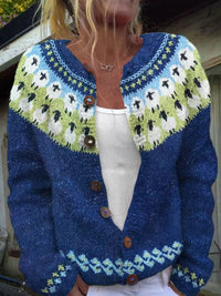 Creative Animal Print Shading Women's Cardigan Sweater