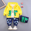Boys' Cartoon Dinosaur Zipper Cardigan Three-piece Set