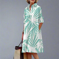 Fashionable And Elegant Printed Long-Sleeve Dress For Women