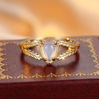 Round Golden Water Drop Protein Twist Hollow Ring