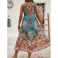 European And American-style Casual Printed Maxi Dress