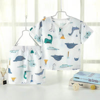 Children's Short-sleeved Shorts Cotton Silk Summer Suit