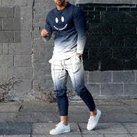 Round Neck Long Sleeve T-shirt Trousers Suit Men