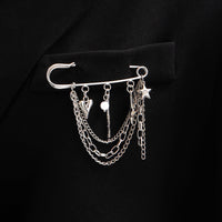 Heart-shaped Rivet Star Four-Pointed Star Tassel Brooch