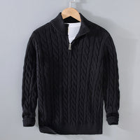 Half-high Neck Thickened Thick Needle Men's Sweater Zip Loose Pullover Knitwear