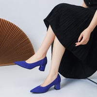 Women's Summer Casual Pointed Toe Chunky Heel Hollow Sandals