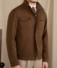Short, Casual Wool-blend Coat With A Stand-up Collar