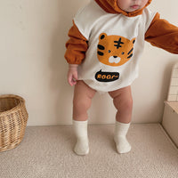 Cute And Versatile Baby Tiger Print Hooded Romper