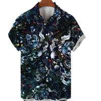 Retro Skull Head 3D Digital Printing Leisure Loose Shirt