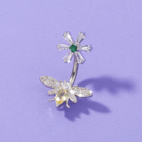 Colored Flower Bee Zircon Belly Button Ring