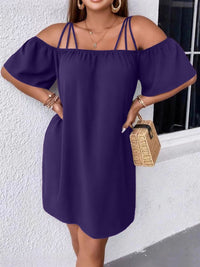 European And American Women's Solid-Color Off-Shoulder Fashion Dress