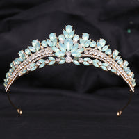 Wedding Birthday Headdress Crown Alloy Inlaid Protein Green Bright Crystal Bride