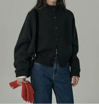 Autumn And Winter High-grade Loose Short Idle Style Solid Color Knitted Cardigan