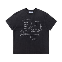 Hand-painted Abstract Elephant Printed T-shirt Men