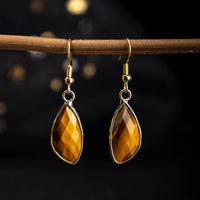 Natural Crystal Drop Earrings With Amethyst And Gold-plated Edges