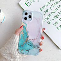 Four-corner anti-shattering gold marble mobile phone case