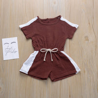 Summer casual splice color jumpsuit shorts