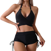 Fashion Cross Hollow Out Tied Women's Split Suit