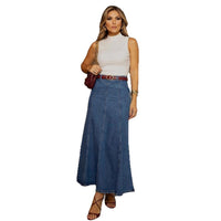 Women's Low-stretch High-waisted Denim Skirt