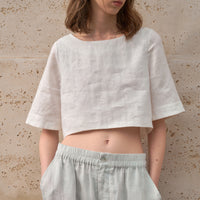 Loose-fitting Round-neck Mid-sleeve Summer Euro-American Crop Top