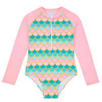 Mermaid Swimsuit Children's One-piece Swimsuit Long Sleeve & Girls' Hot Spring Scale Girls' Swimsuit