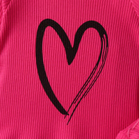 Heart Printing Long Sleeve Lace Sweater Casual Trousers Suit