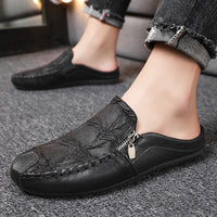 Men's Half Slippers Gommino Trendy Heel-free Men's Shoes Casual Lazy Slippers Gommino Semi Slippers