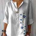 Womens Fashionable Long-Sleeve V-Neck Printed Shirt Top