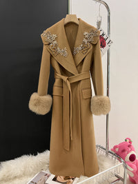 Autumn And Winter Cashmere Wool Reversible Woolen Coat Women's Long