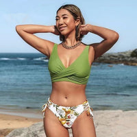 Sexy Halter Bikini Women's Split Lace-up Swimsuit