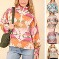 Retro Floral Casual Woolen Pullover Sweater