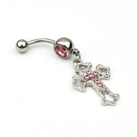 Rhinestone Cross Body Piercing Jewelry Belly Button Ring