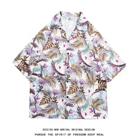 Men's Retro Hong Kong Style Short Sleeve Printed Shirt