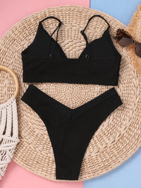 New Solid Color Pit Strip Stitching Edging V-Shaped Pants Sexy Bikini