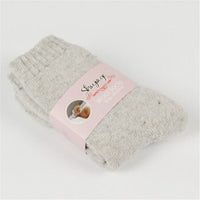Autumn and winter new ladies rabbit wool socks women's tube socks Terry thick socks warm solid color pull socks