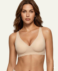 Womens Deep V Bras Wireless Comfortable Bra Supportive No Underwire Bras Tshirt Push Up Bralettes Plunge Seamless Bra