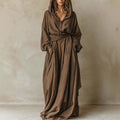 Womens Casual Loose-fitting Hooded Dress With A Belt