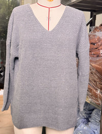 V-neck Loose-fitting Long-sleeve Sweater For Fall And Winter