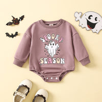 Halloween Letter Print Long Sleeve Round Neck Triangle Rompers Infant