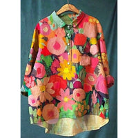 Women's 3D-patterned Long-sleeve Button-up Top