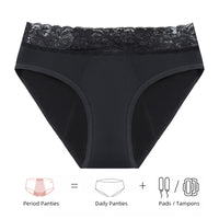 Women's Four Layer Mid Waist Lace Button Leak Proof Underwear