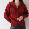 Japanese-style Christmas Cable-knit Sweater Jacket