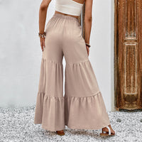 Women's Casual Elastic High-Waist Patchwork Flare Pants