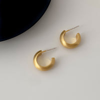 Niche Design High-end Geometric C-shaped Frosted Brushed Earrings
