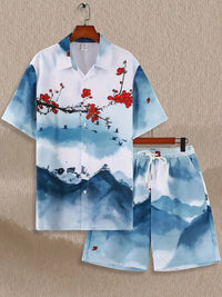 Trendy Wild Printed Men's Simplicity Short Sleeve Shirt Outfit
