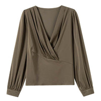 V-neck Satin Long-sleeved Shirt Women's Professional Bottoming Shirt