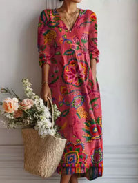 Lady's Linen Long-sleeved Dress