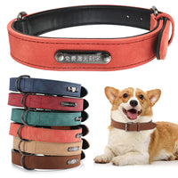 Pet Microfiber Leather Engraved Adjustable Anti-lost Collar